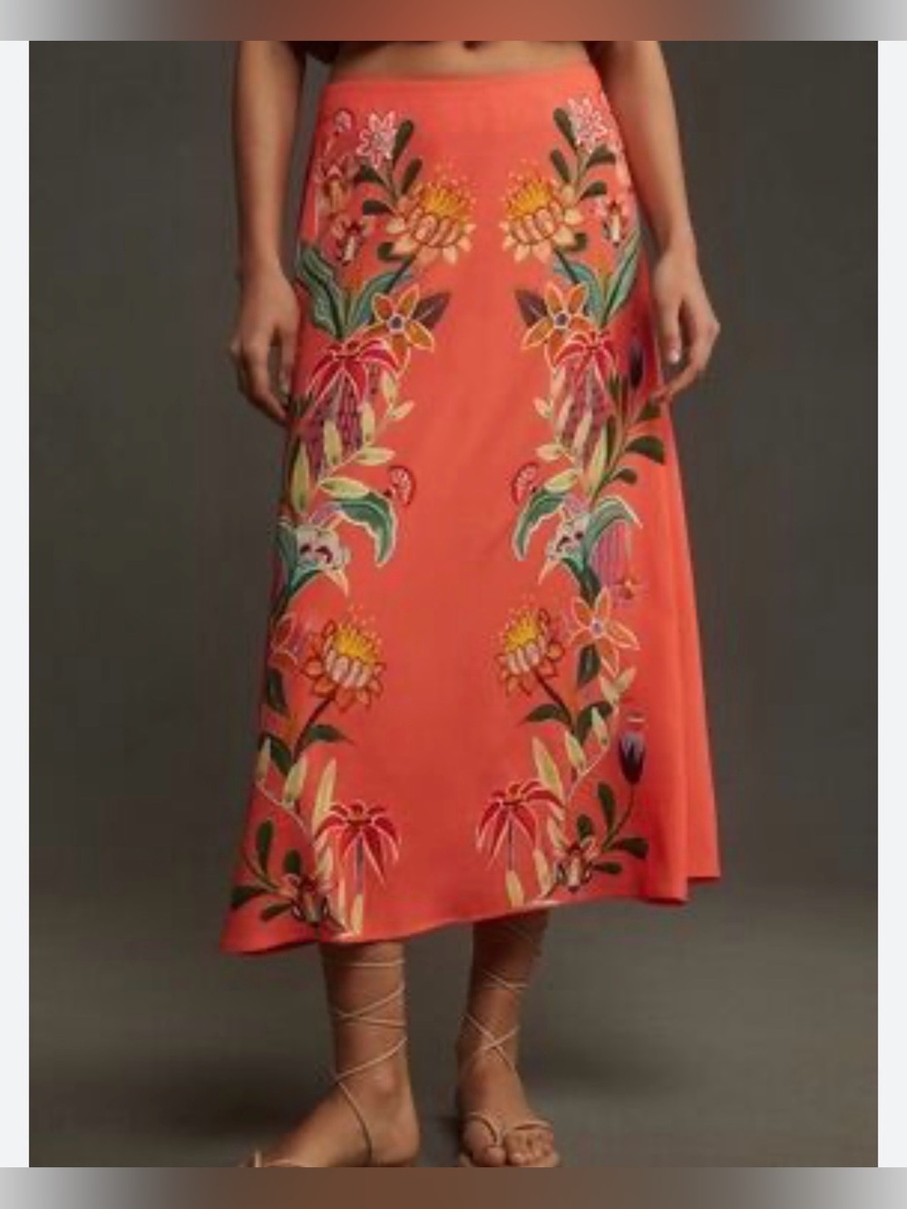 Farm Rio x Anthropologie Satin Slip Midi Skirt